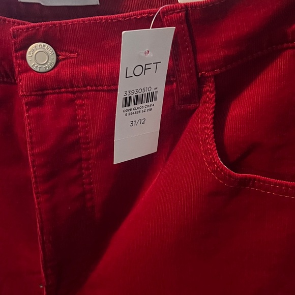 Loft “The Skinny” red corduroy pants. 31/12 - Picture 5 of 5